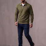 Quarter Zip Polo Sweatshirt, three-quarter view from the right, full length