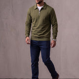 Quarter Zip Polo Sweatshirt, three-quarter view from the right, full length