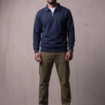 Quarter Zip Polo Sweatshirt in Navy Blue, front view, full length