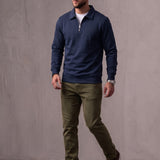 Quarter Zip Polo Sweatshirt, three-quarter view from the right, full length