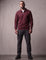 Quarter Zip Polo Sweatshirt in Burgundy, front view, full length
