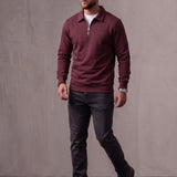 Quarter Zip Polo Sweatshirt, three-quarter view from the right, full length
