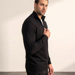 Quarter Zip Sweater, side view, full length