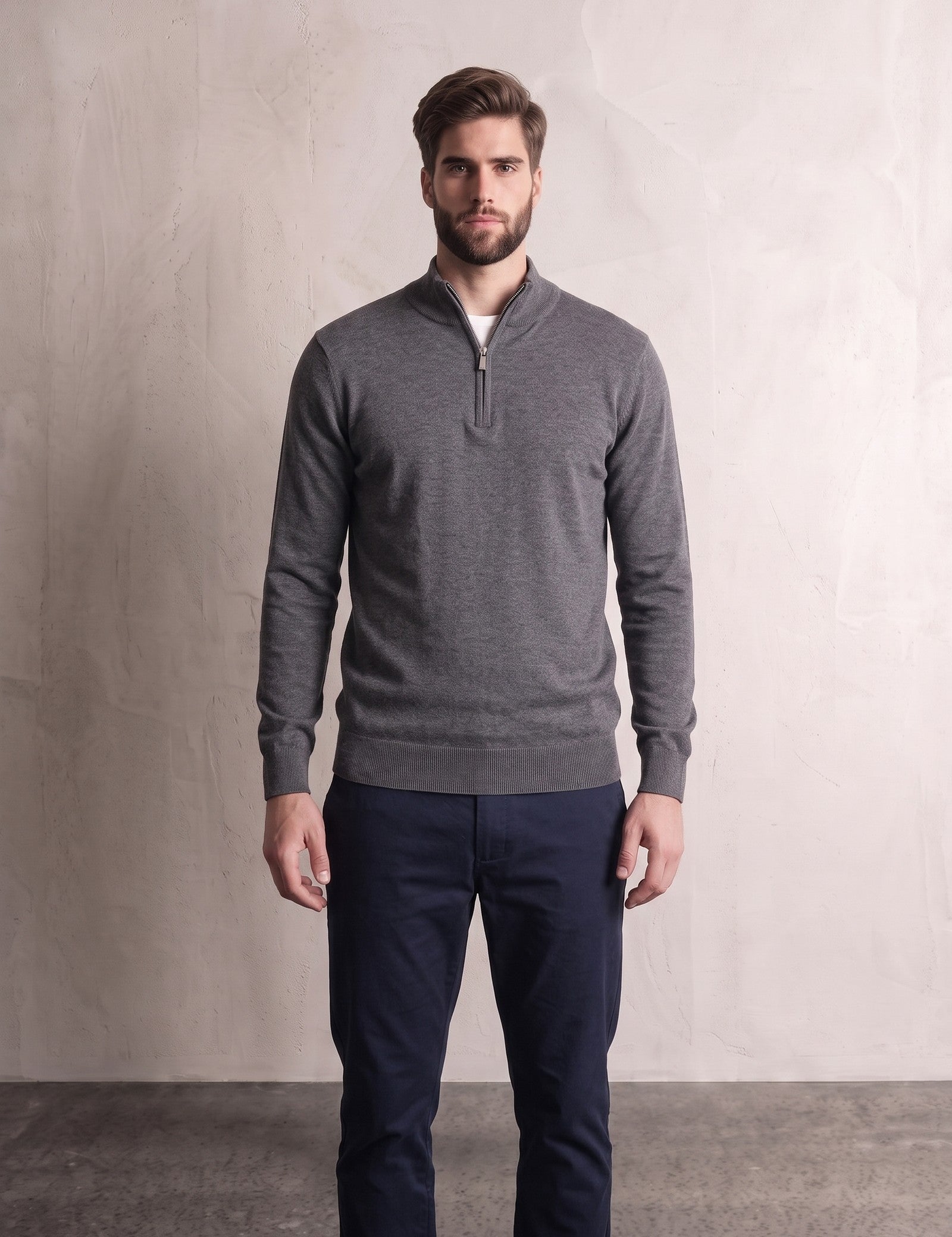 Quarter Zip Sweater, front view, full length