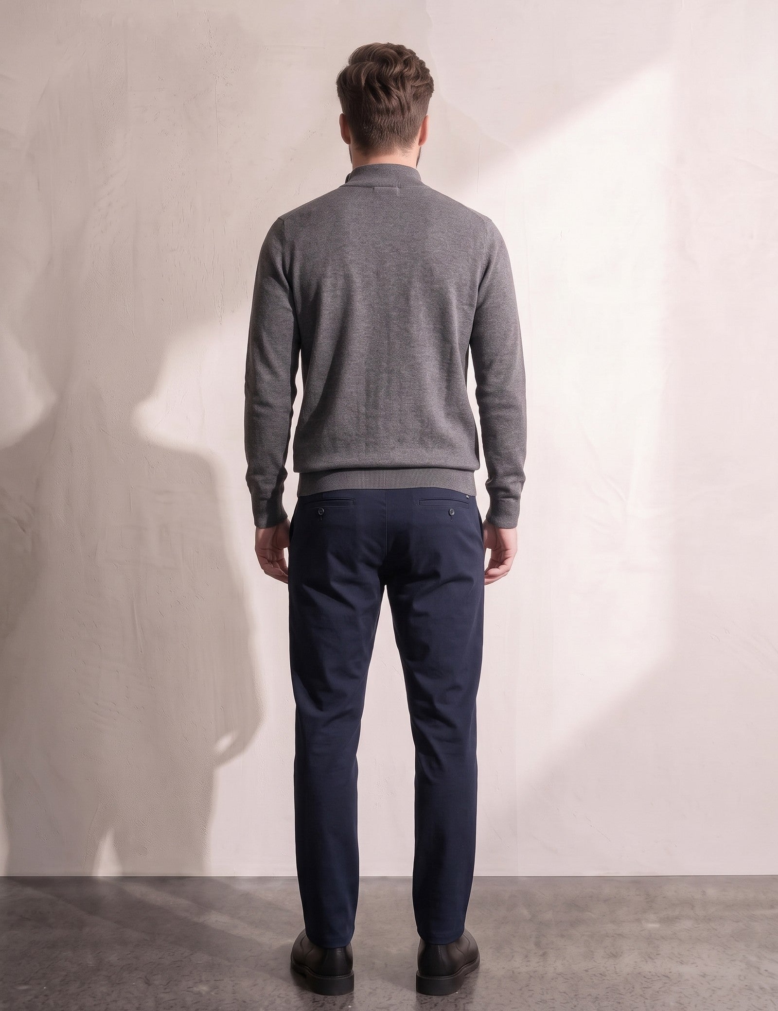 Quarter Zip Sweater, back view, full length