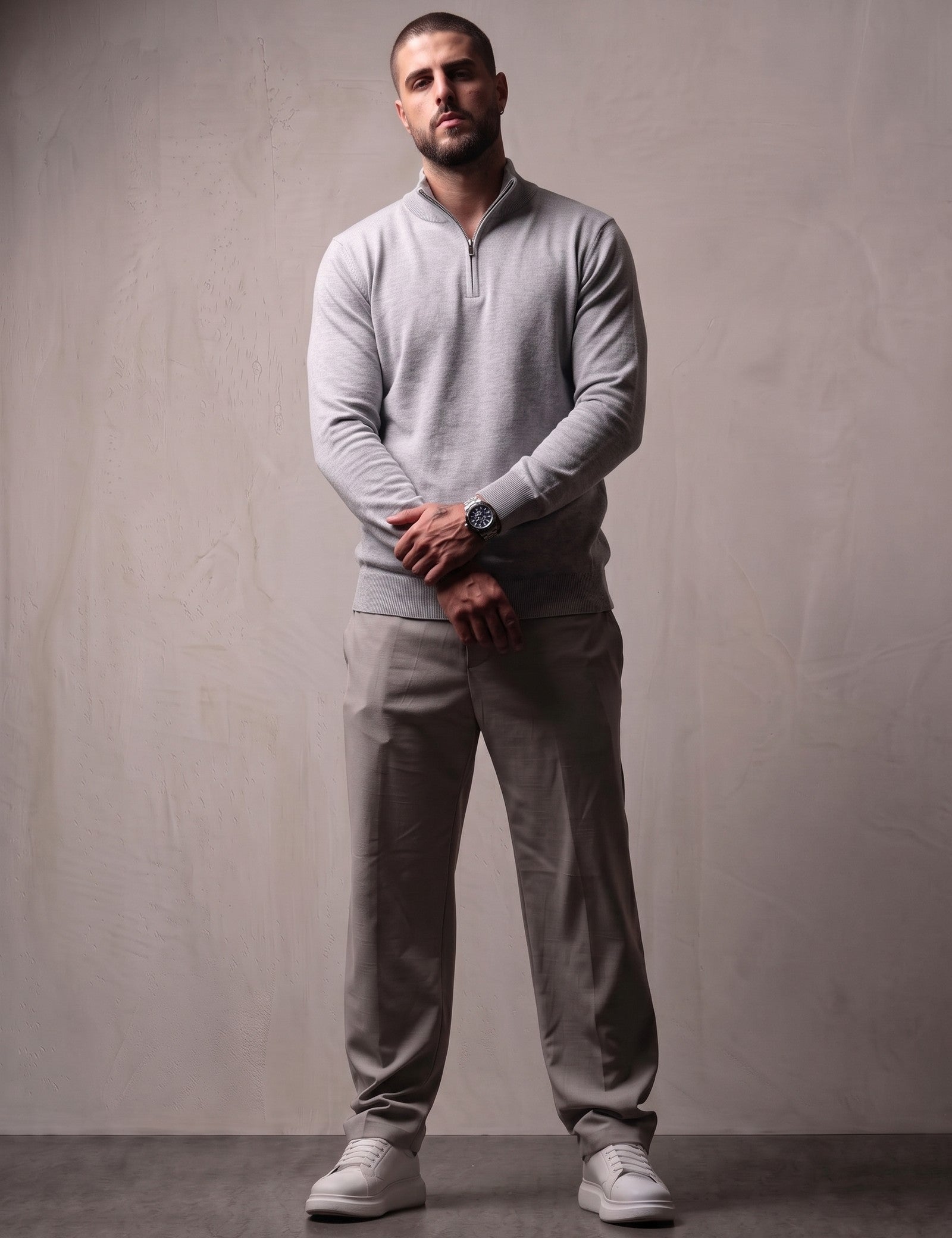 Sloane Quarter Zip Sweater, front view, full length