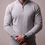 Sloane Quarter Zip Sweater, close-up of the upper body