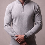 Sloane Quarter Zip Sweater, close-up of the upper body