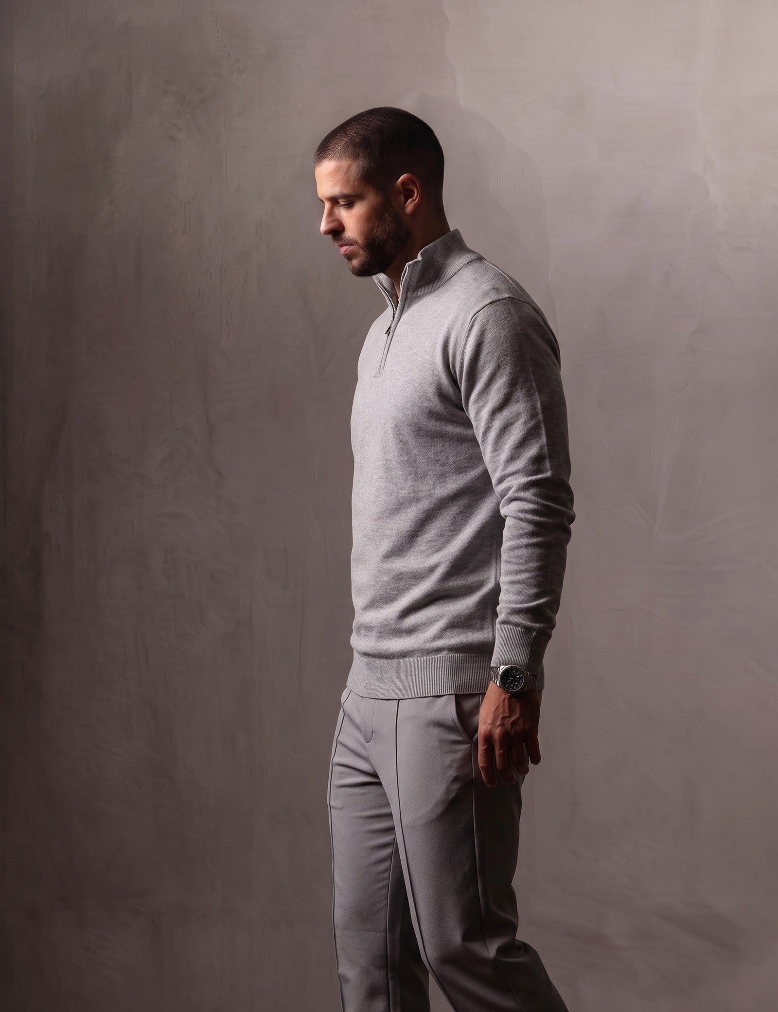 Sloane Quarter Zip Sweater, side view, full length