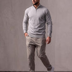 Sloane Quarter Zip Sweater, three-quarter view from the right, full length
