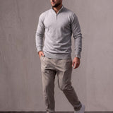 Sloane Quarter Zip Sweater, three-quarter view from the right, full length