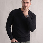 Ribbed Crewneck Sweater, close-up of the upper body
