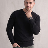 Ribbed Crewneck Sweater, close-up of the upper body