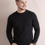 Ribbed Crewneck Sweater, three-quarter view from the right, full length