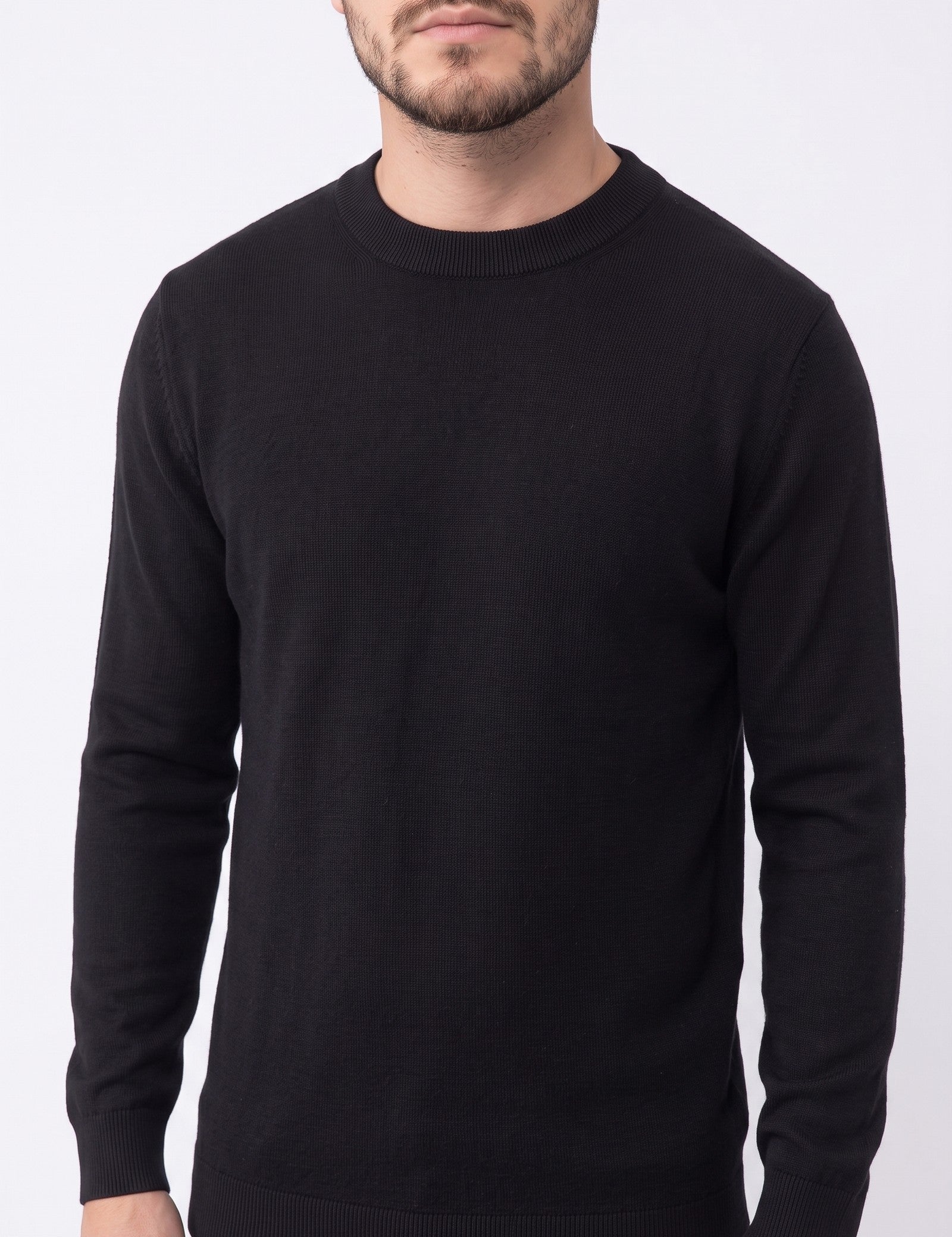 Ribbed Crewneck Sweater, close-up of the upper body