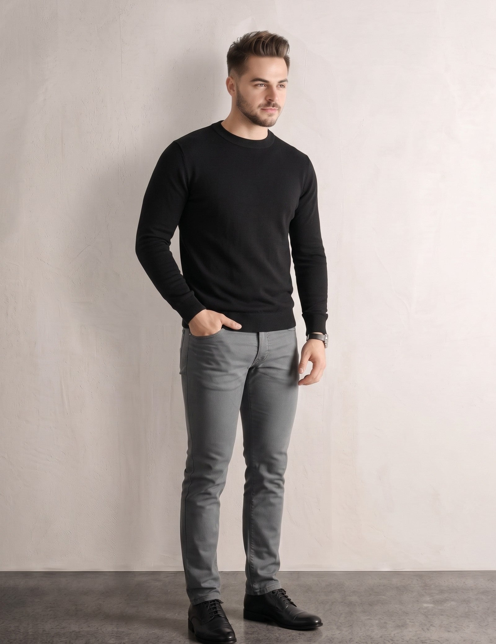 Ribbed Crewneck Sweater, front view, full length