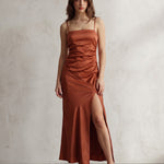 Satin Maxi Dress, front view, full length