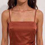Satin Maxi Dress, close-up of the upper body