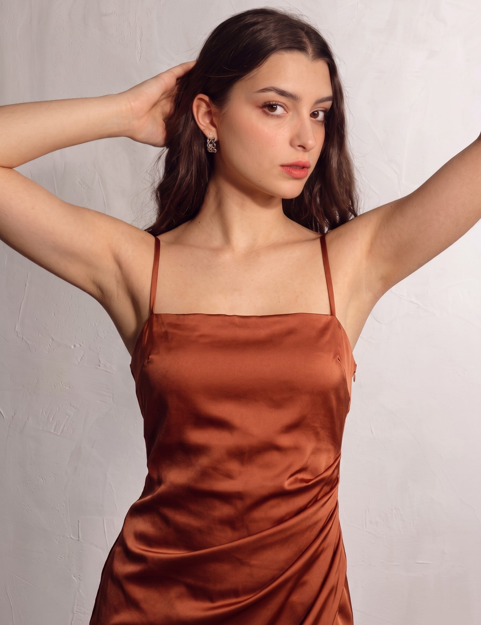 Satin Maxi Dress, close-up of the upper body