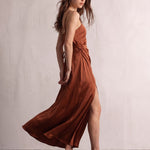 Satin Maxi Dress, side view, full length
