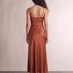 Satin Maxi Dress, back view, full length