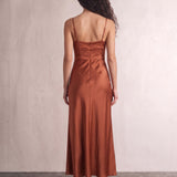 Satin Maxi Dress, back view, full length