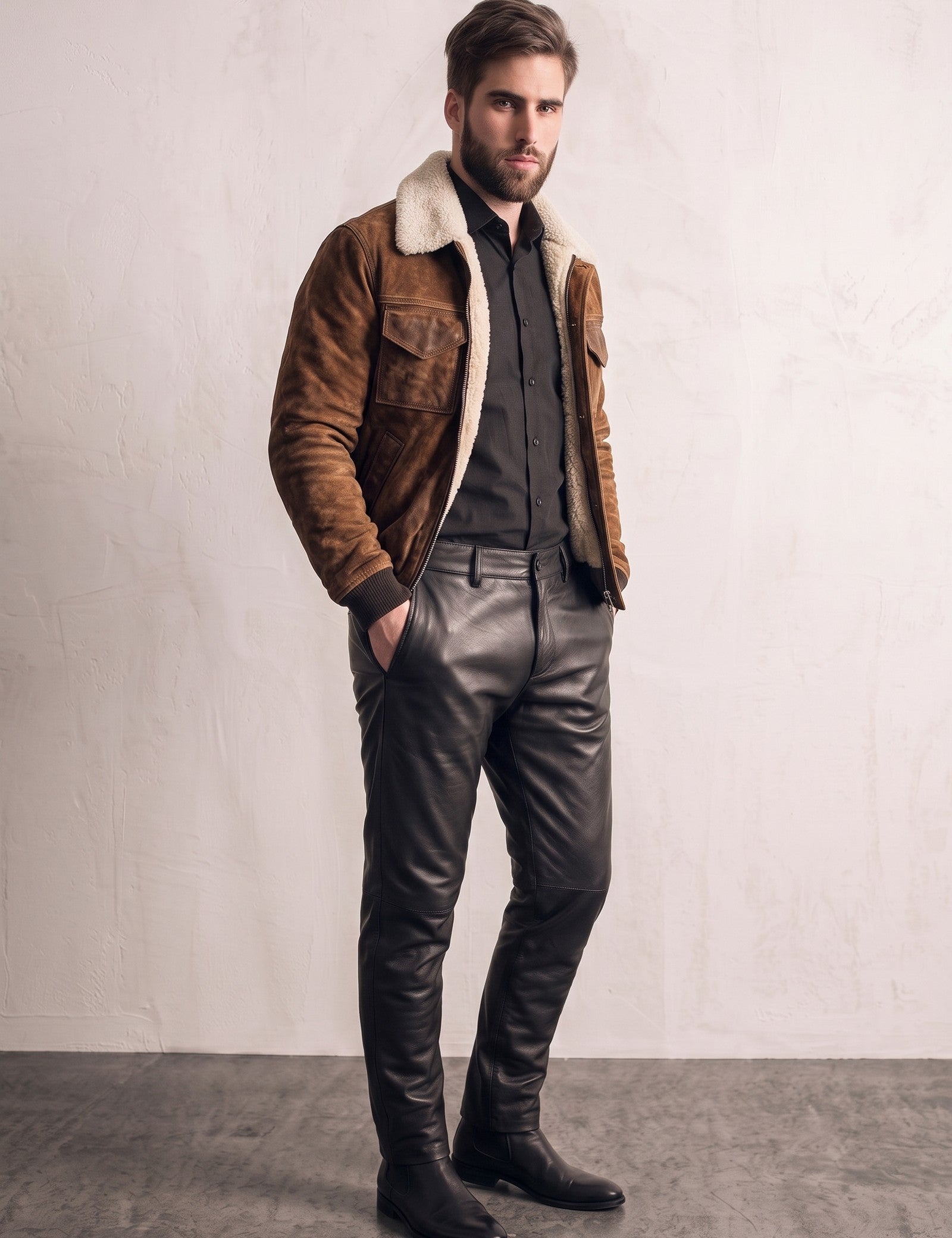 Sherpa-Lined Jacket, three-quarter view from the left, full length
