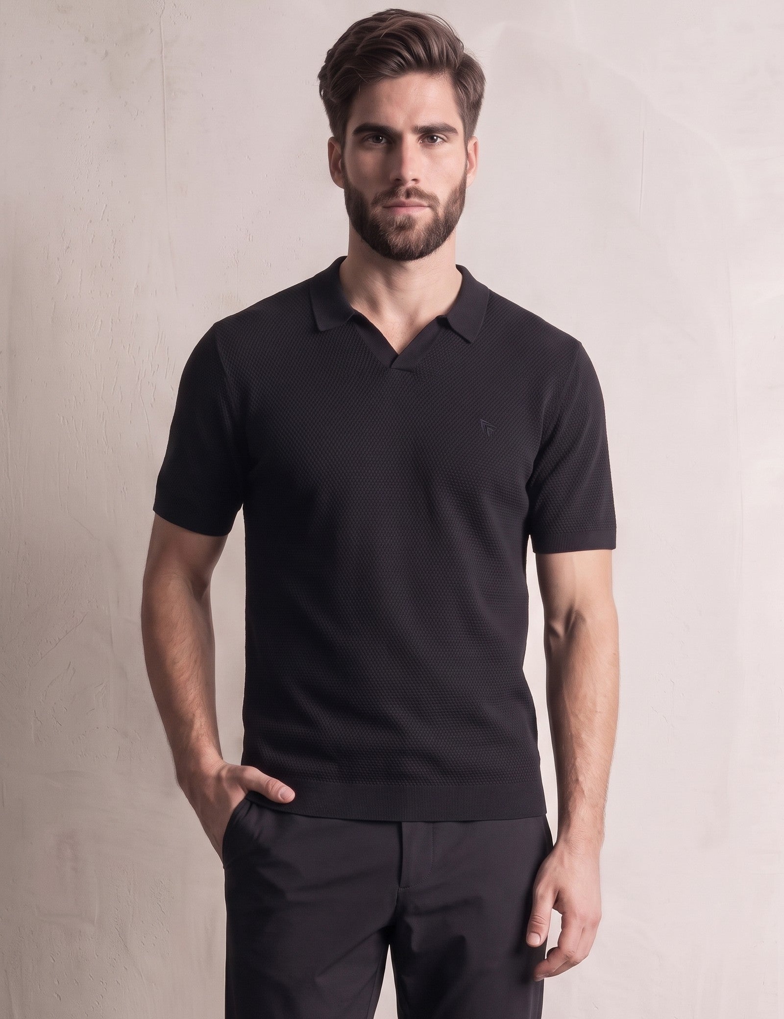 Short Sleeve Polo Shirt, close-up of the upper body
