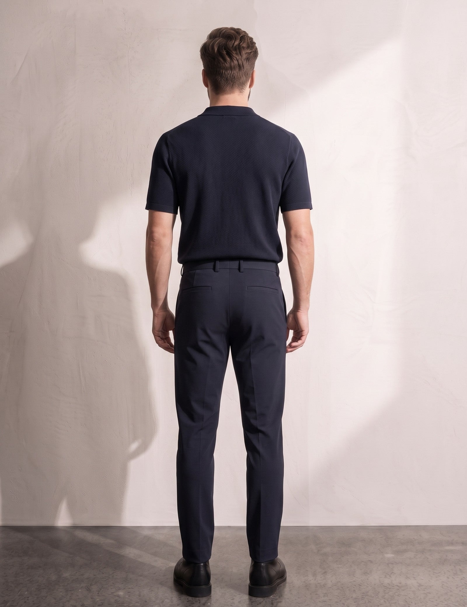 Short Sleeve Polo Shirt, back view, full length