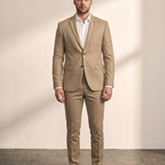 Slim Fit Suit in Beige, front view, full length