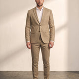 Slim Fit Suit in Beige, front view, full length