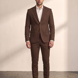 Slim Fit Suit in Brown, front view, full length