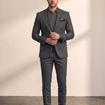Slim Fit Suit in Dark Grey, front view, full length