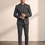 Slim Fit Suit in Dark Grey, front view, full length