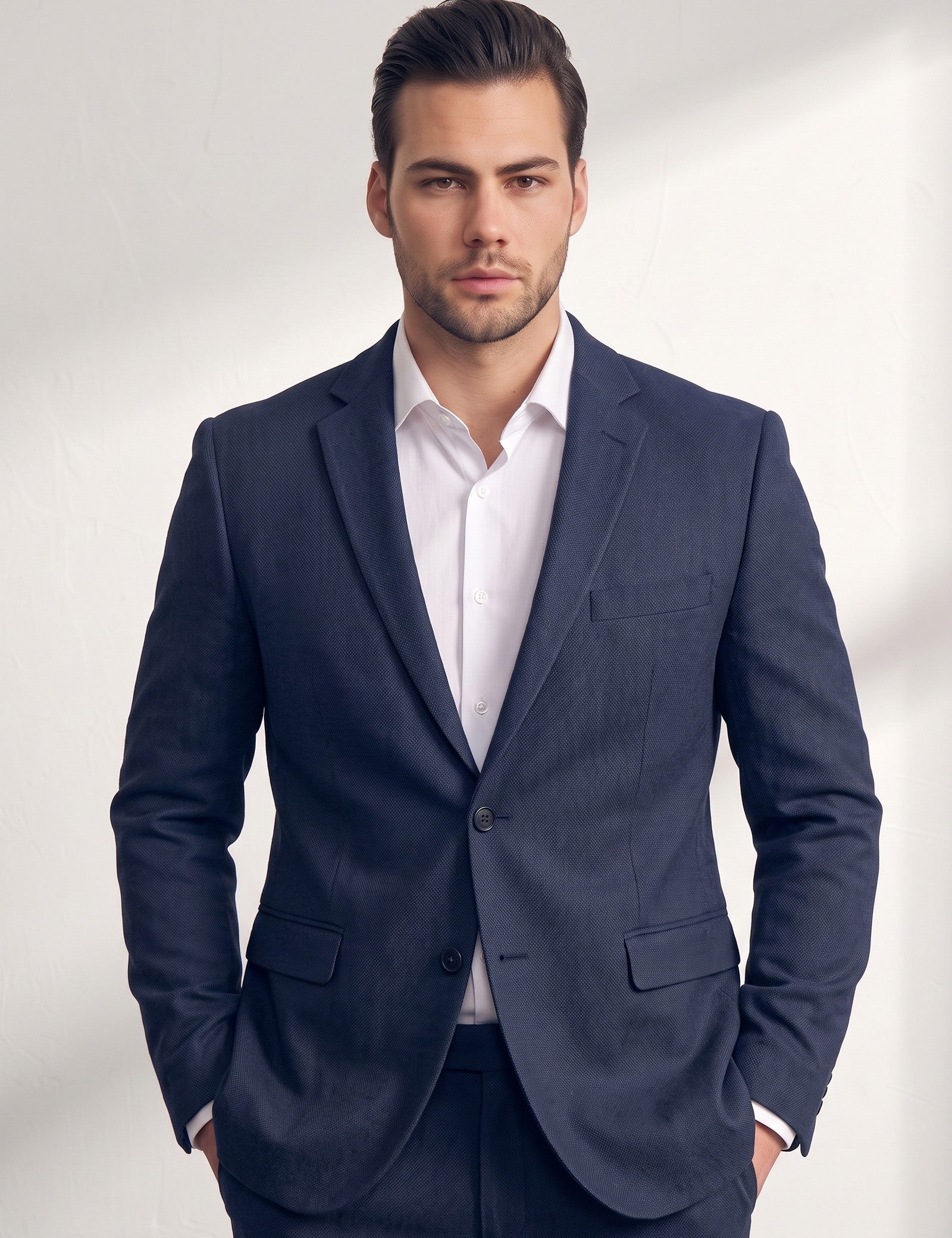 Slim Fit Suit, close-up of the upper body