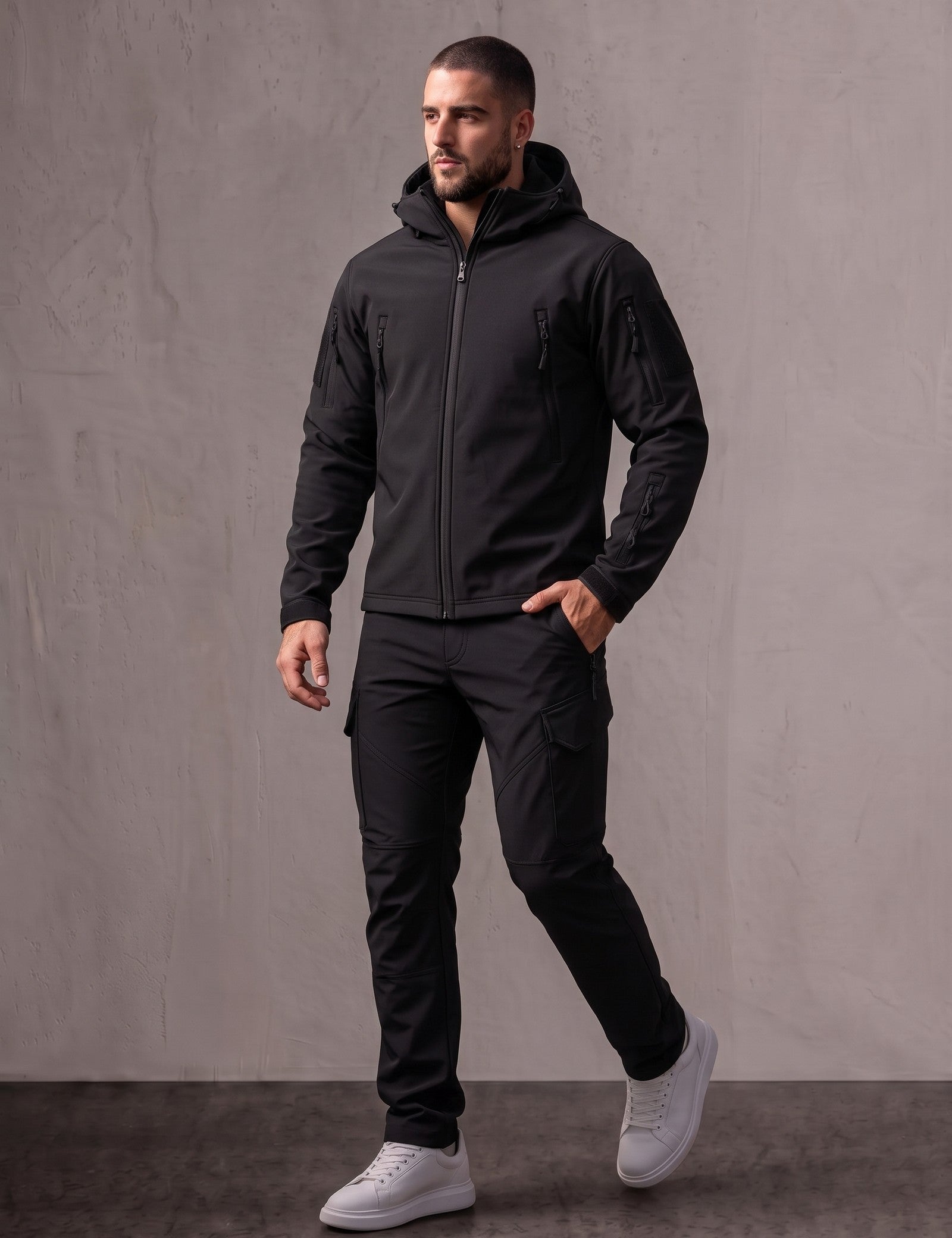Softshell Set, three-quarter view from the right, full length