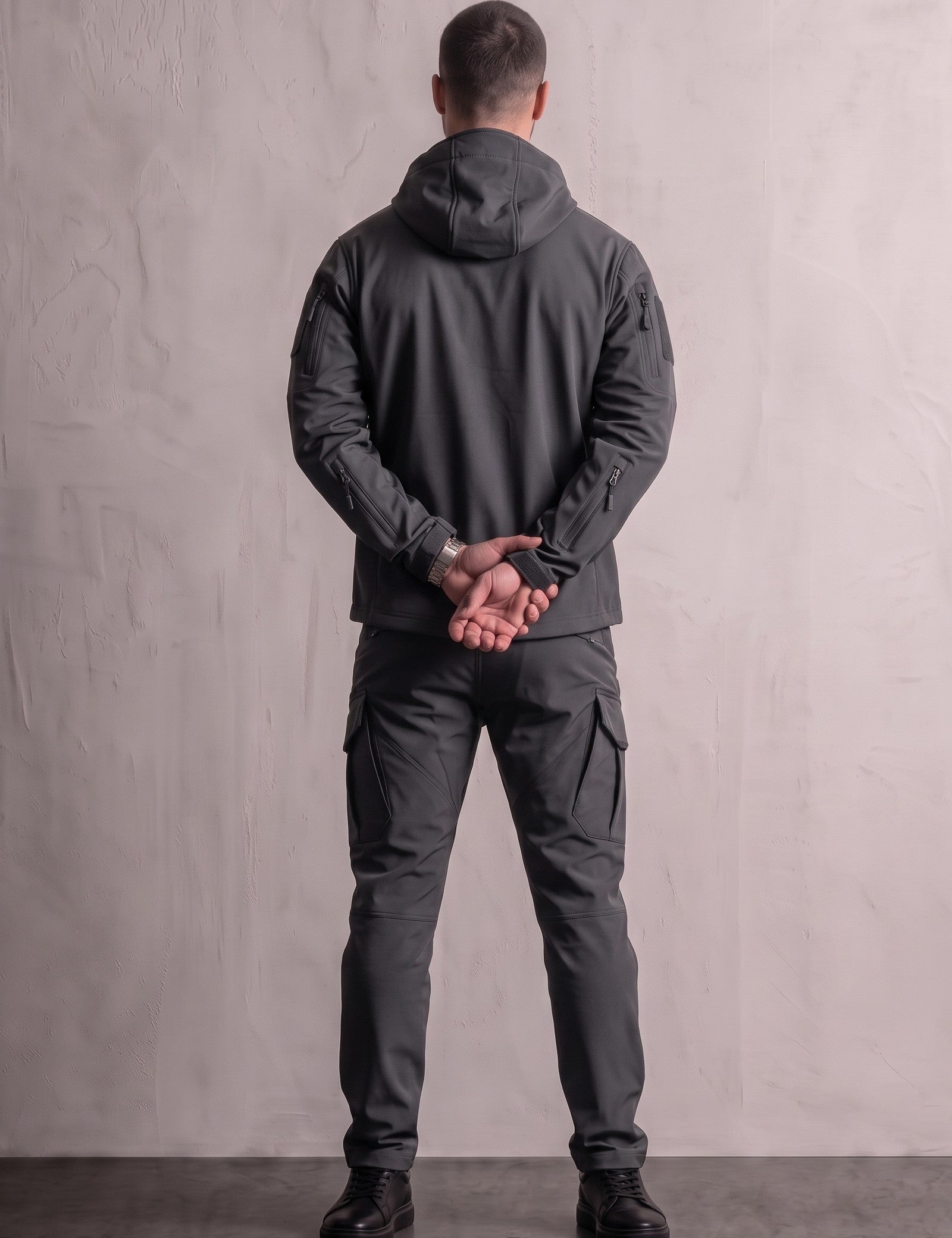 Softshell Set, back view, full length