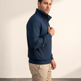 Stand Collar Bomber Jacket, side view, full length