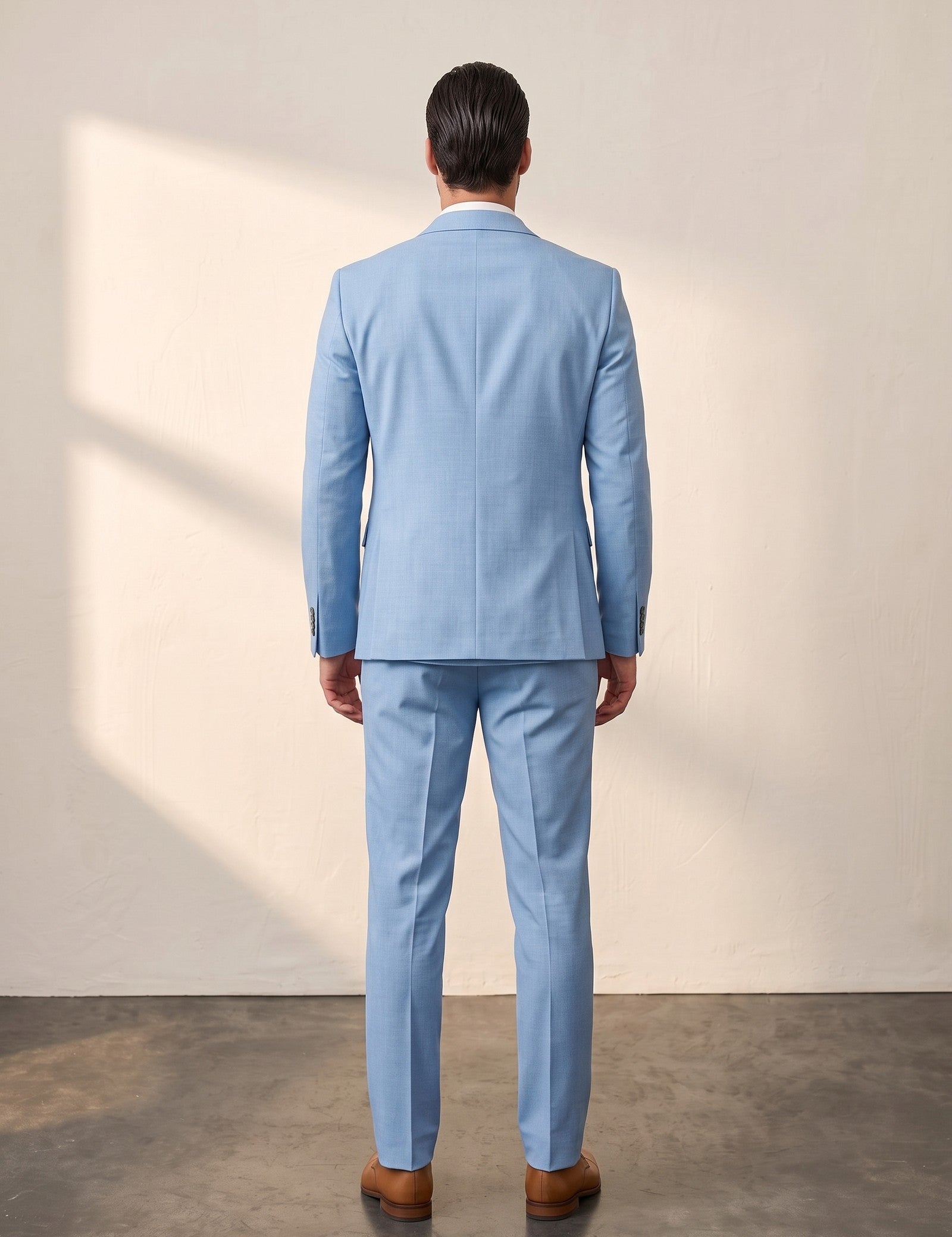Suit, back view, full length