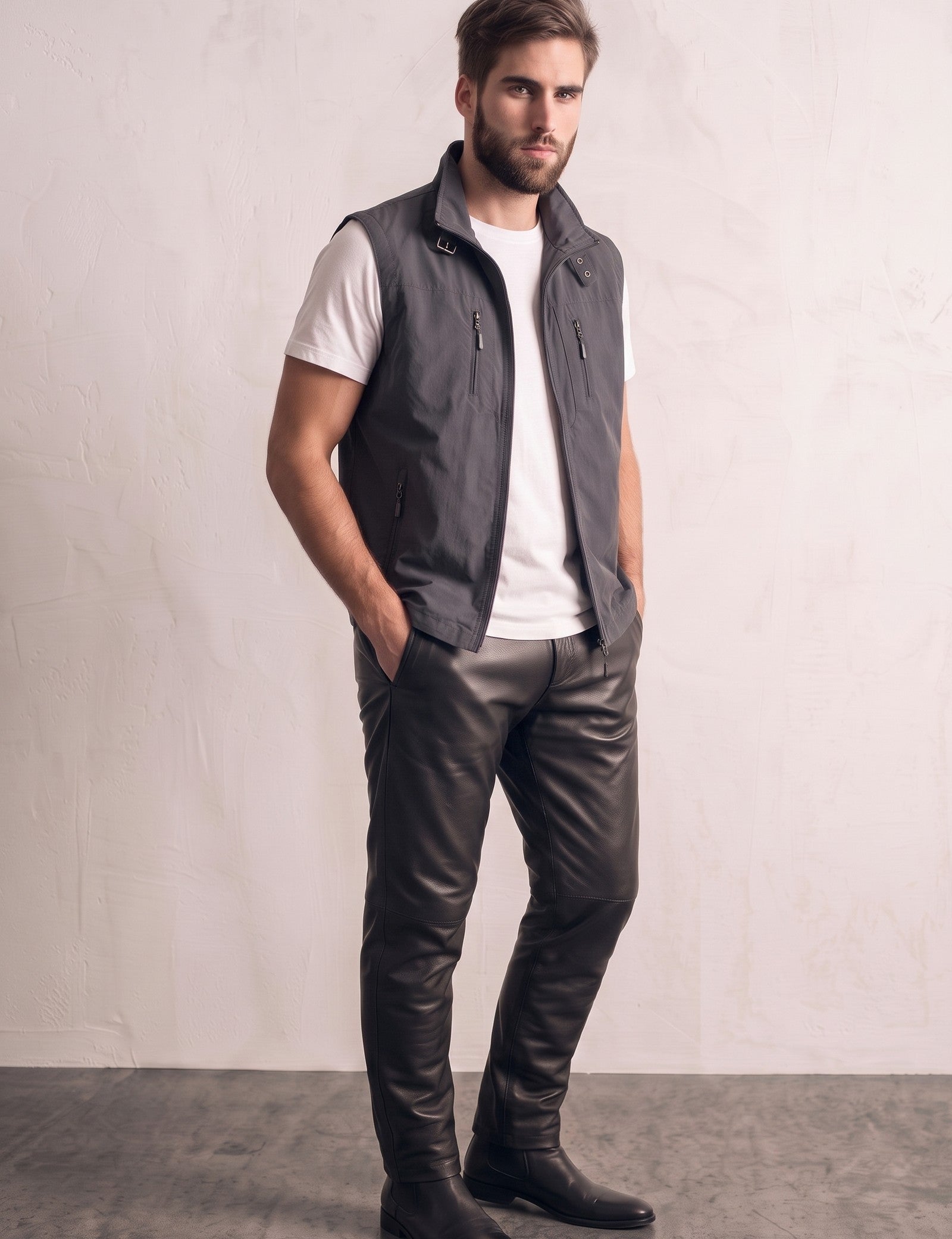 Utility Gilet, three-quarter view from the left, full length