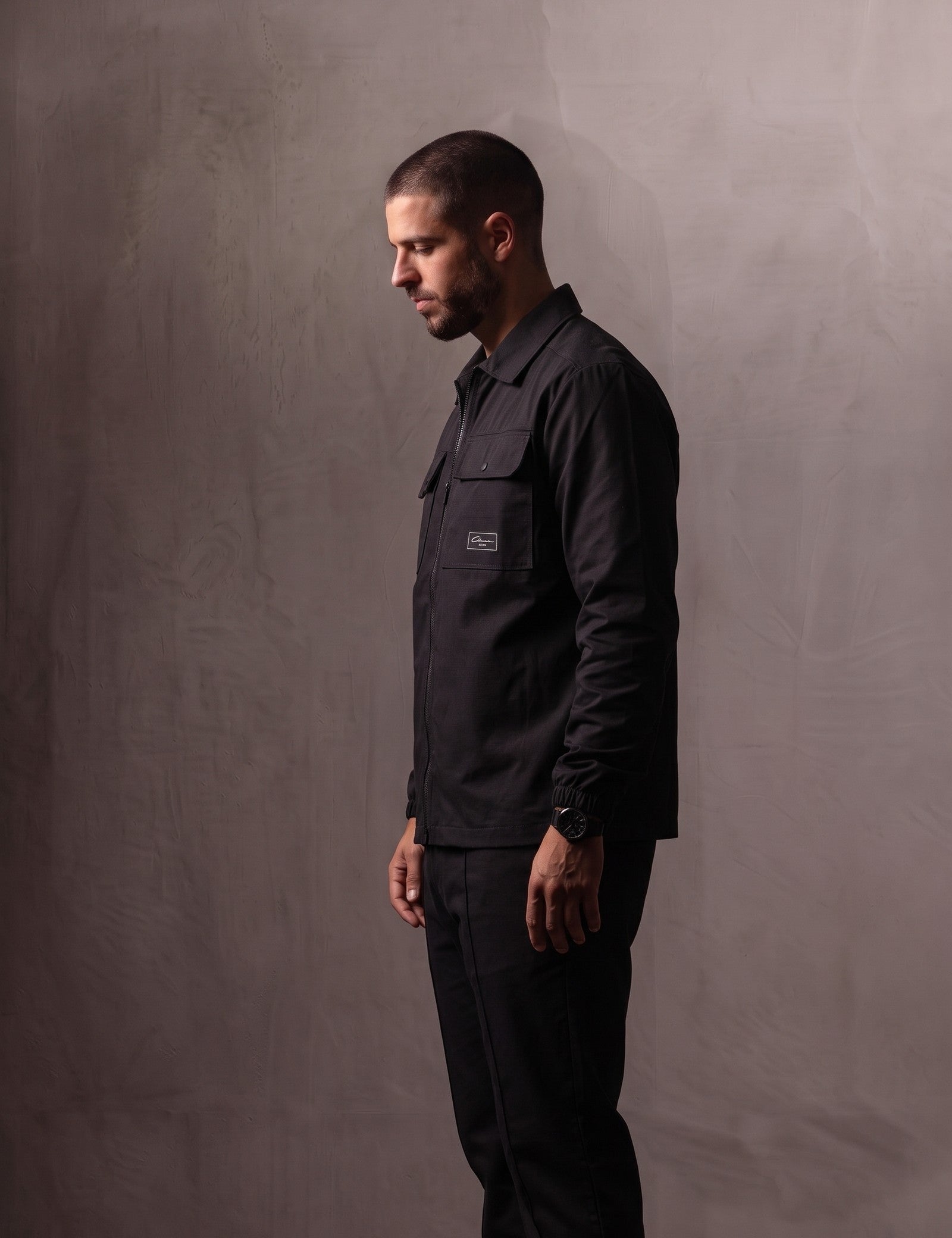 Utility Overshirt, side view, full length