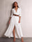 Women's Boho Button-Through Maxi Shirt Dress with Split, front view, full length