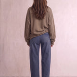Women's Brown Relaxed Fit Jumper with Side Splits, back view, full length.