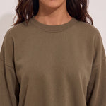 Women's Brown Relaxed Fit Jumper with Side Splits, close-up of the upper body.