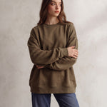 Women's Brown Relaxed Fit Jumper with Side Splits, front view, full length.