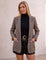 Women's Check Plaid Casual Blazer, three-quarter view from the right, full length