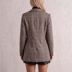 Women's Check Plaid Casual Blazer, back view, full length