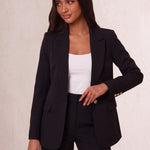 Women's Elegant Two-Piece Suit Set for Work & Occasions, close-up of the upper body
