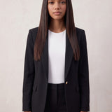 Women's Elegant Two-Piece Suit Set for Work & Occasions, close-up of the upper body