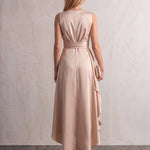 Women's Elegant Wrap Dress for Weddings & Occasions, back view, full length